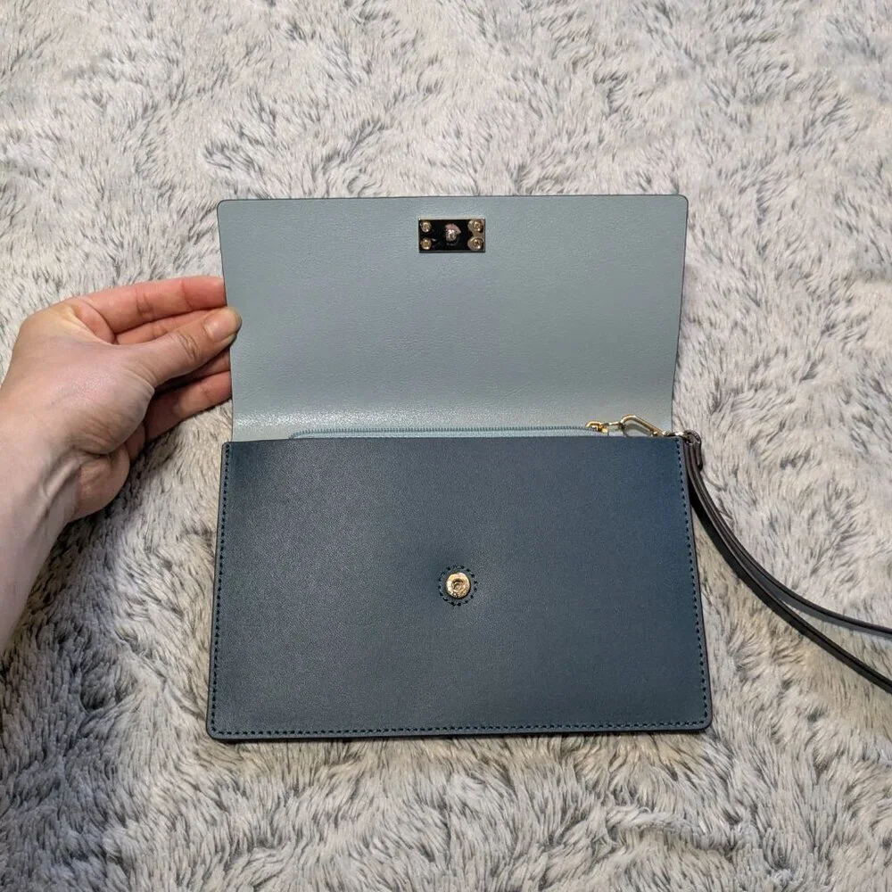 NEW Kate Spade Mollie Wristlet Wallet Blue Leather Putnam Drive